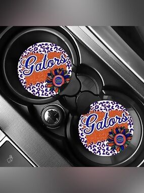 Florida Gators Sunflower Car Coasters Absorbent Set of (2)